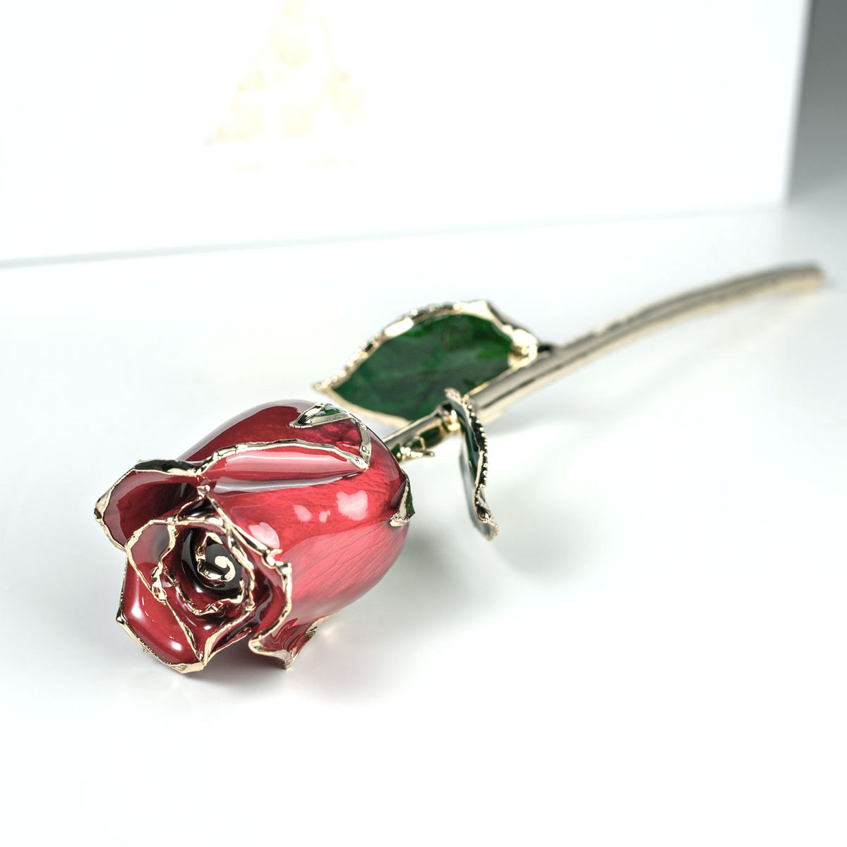 Single red gold rose